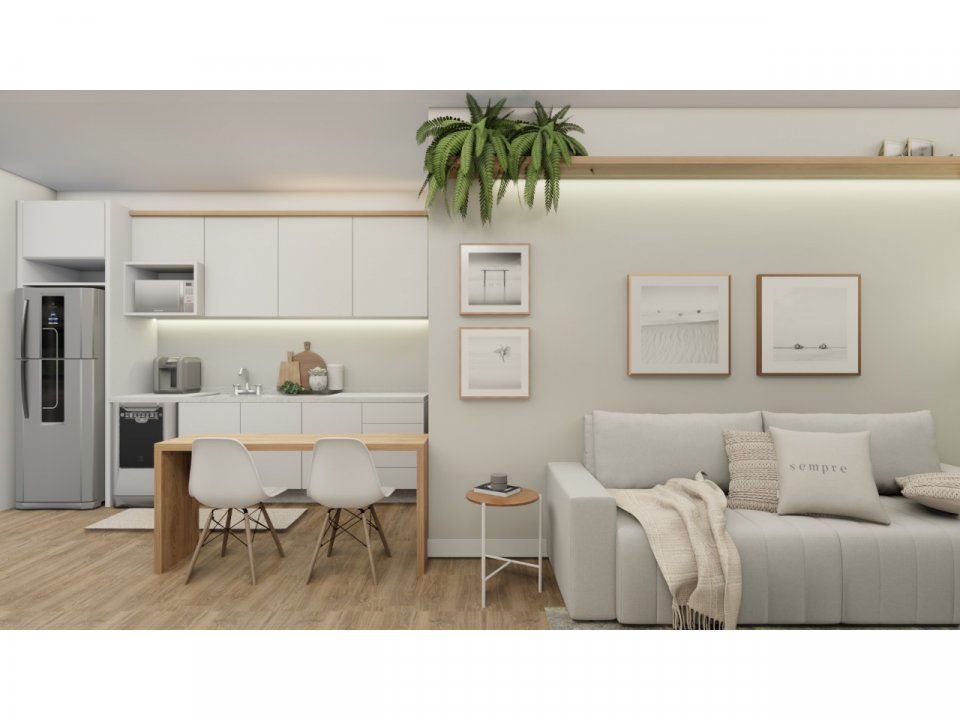 Sala de estar integrada com cozinha - Estilo Natur
